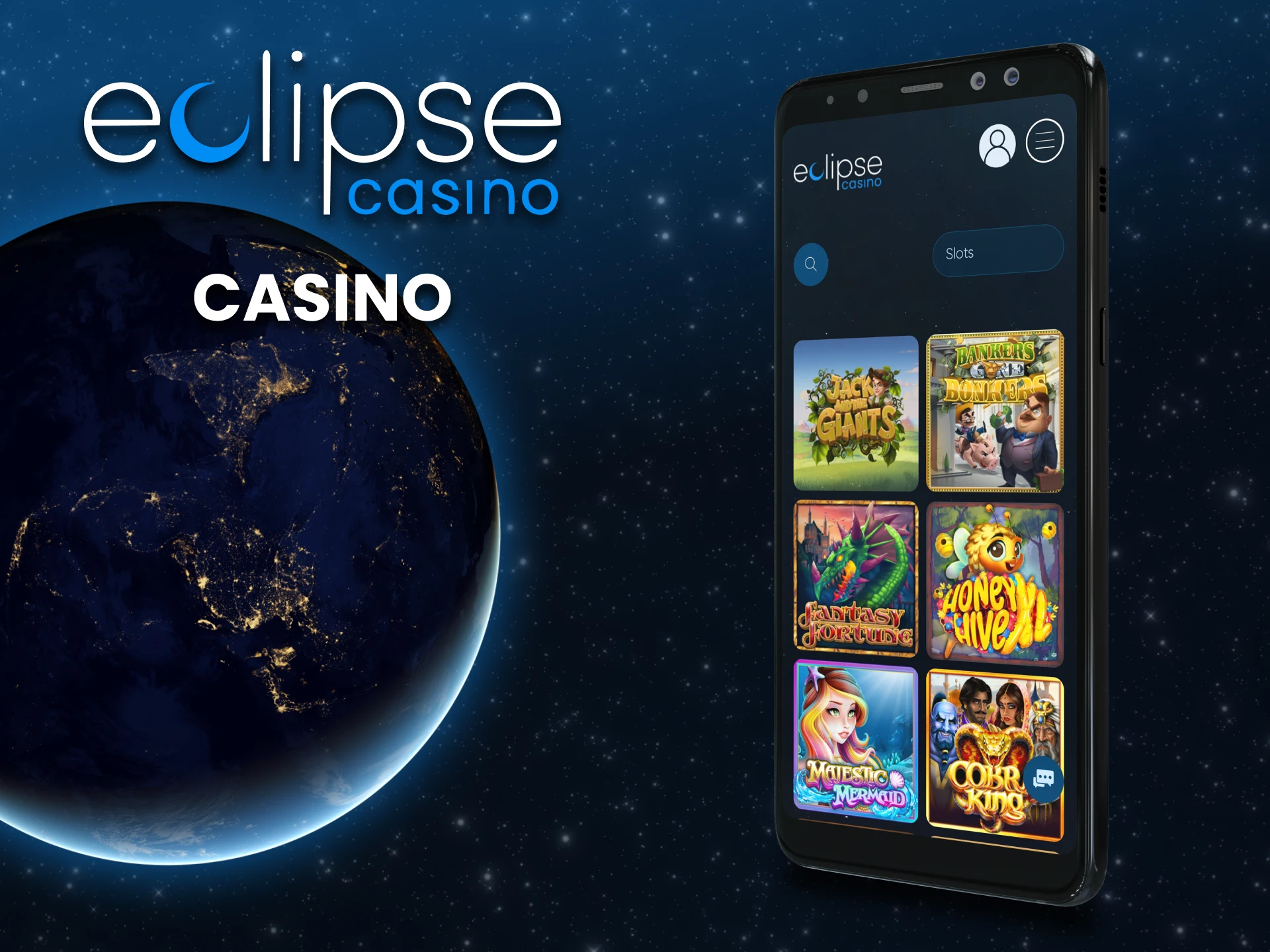 The Eclipse app has a large selection of casino games.