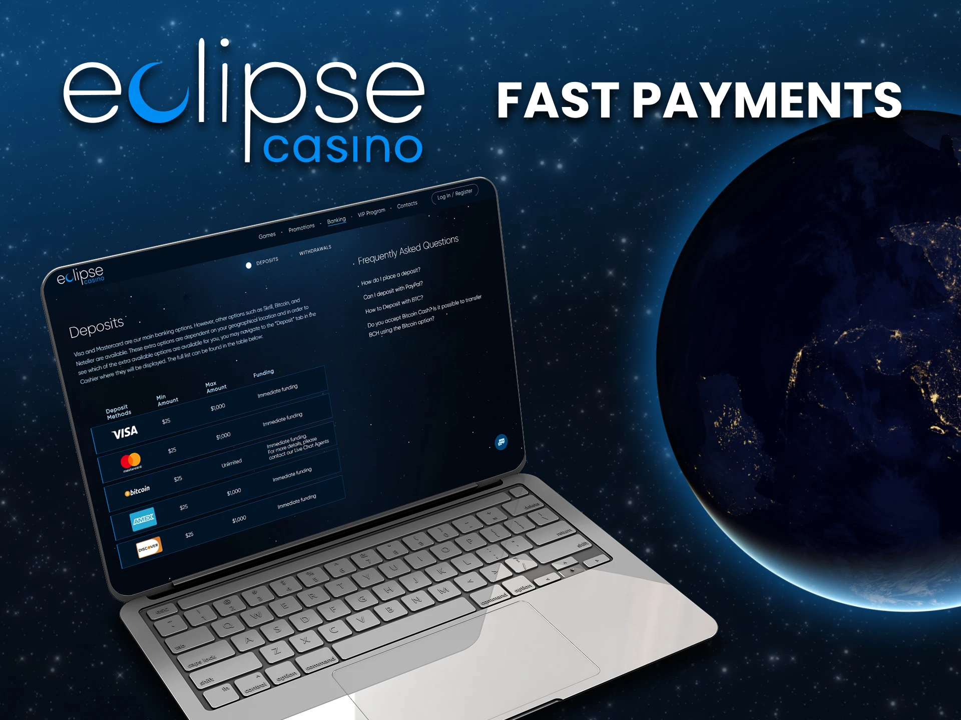 The Eclipse website provides quick payments to users.