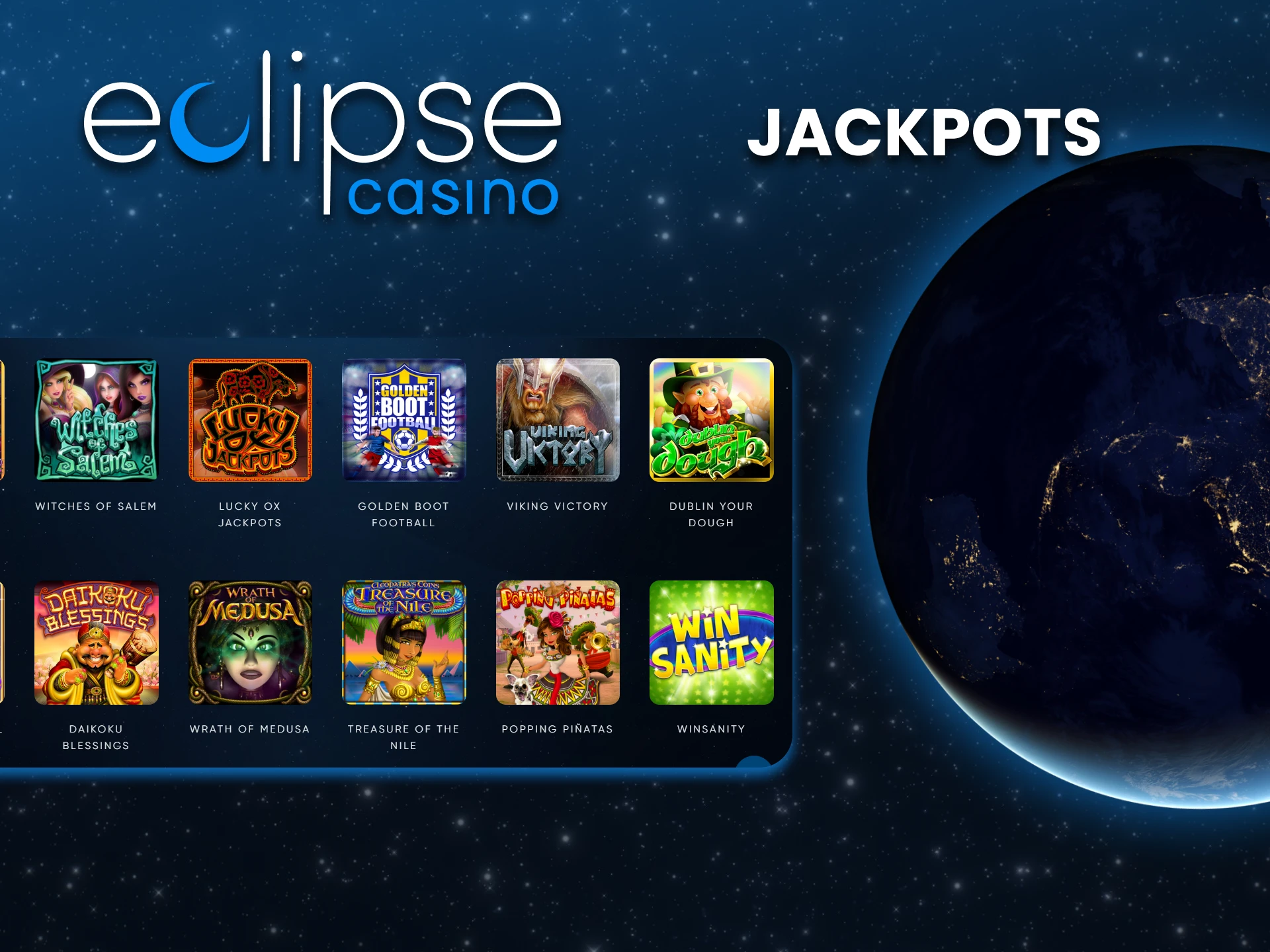 Choose the casino section with jackpots on Eclipse.